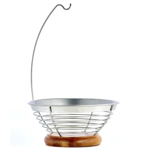 Wholesale Customizable Modern Metal Wire Hanging Bowl Storage Basket for Cooling with Wooden Base - Product Image 5