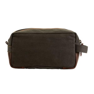 Vintage Letter Pattern Polyester Shave Kit Toiletry Bag with Zipper Closure Large Capacity Water Resistant Brown/Green Stitching - Product Image 3