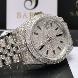SARVA Iced Out Moissanite ETA Automatic <b>Watch</b> 41mm Luxury Stainless Steel 20mm Band Diamond Style <b>Mechanical</b> <b>Watch</b> with Date - Product Image 4