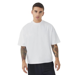 Camiseta con estampado de logotipo personalizado de alta calidad 100% algodón 350gsm camisetas recortadas Streetwear personalizado peso pesado Boxy Fit hombres camiseta - Product Image 1