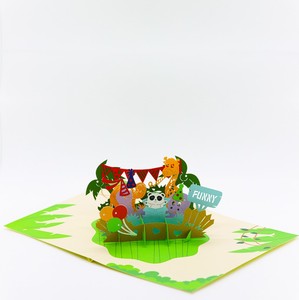 Carte pop-up 3D amusante, collection sur le thème des animaux colorés, cartes de vœux 3D, cartes de vœux faites à la main, artisanat en papier - Product Image 2