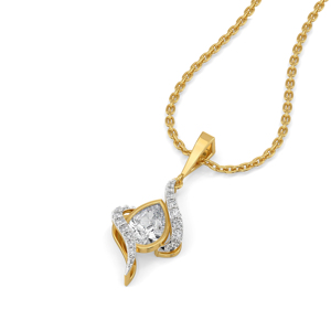 Collier pendentif de luxe pour femme plaqué or 18 carats avec diamant taille poire, chaîne maille forçat, bijoux fins style fiançailles - Product Image 1
