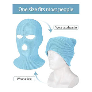 Pasamontañas de punto unisex con 3 orificios, cubrecara transpirable, impermeable y ajustable, gorro tipo bandit para deportes al aire libre - Product Image 2