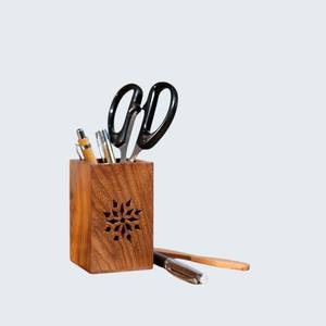 Porte-stylos en bois écologique, boîte de rangement, design Art Déco, multifonctionnel, gain de place, fournitures de bureau et scolaires - Product Image 3