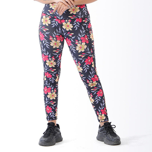 Nouveau Legging de Yoga Tendance Taille Haute Longueur Intégrale à Motifs Floraux en Spandex et Polyester Extensible dans les Quatre Sens avec Taille Élastique - Product Image 4