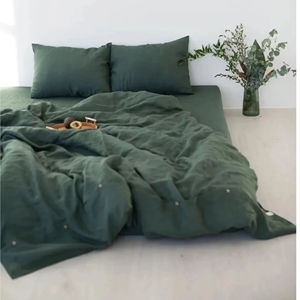 Parure de lit en lin doux avec fermeture boutonnée, comprenant 2 taies d'oreiller assorties pour lits king size, usage quotidien à la maison et à l'hôtel - Product Image 1