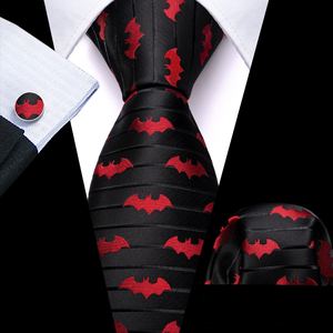 Conjunto de Corbata de Seda Ecológica Clásica con Pañuelo de Bolsillo y Gemelos para Hombres de Negocios - Product Image 5