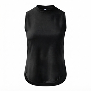 Camiseta sin mangas de color sólido para mujer, cuello redondo, transpirable, de spandex y poliéster, para yoga, ajuste regular, para verano, personalizada - Product Image 2
