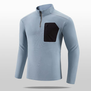 Sudadera de poliéster con cremallera de 1/4, con bolsillo, para gimnasio, correr, informal, de manga larga, para hombre - Product Image 3
