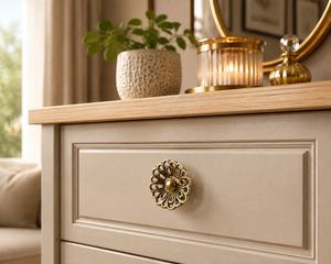 AK Brass Flower Metal Cabinet Knob Gold Antique Finish High Quality <b>Wardrobe</b> Drawer Furniture Handle Decorative <b>Hardware</b> - Product Image 1