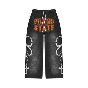 Chándal de Hombre Talla Grande con Hombros Caídos |   Conjunto de Algodón Suave con Estampado Serigrafiado |   OEM Personalizado al por Mayor - Product Image 4