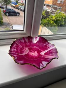 Tazón para Ensalada Clásico Recubierto de Resina, Tazón de Resina Hecho a Mano, Morado y Dorado, Plato Decorativo para Adornos - Product Image 3