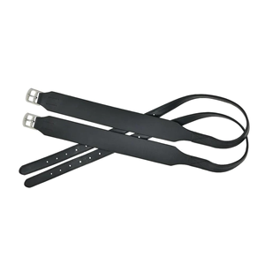 Étrier d'équitation en cuir véritable noir avec surpiqûres décoratives et accastillage en acier inoxydable, fabrication OEM acceptée pour l'équitation - Product Image 1