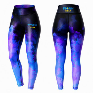 กางเกงออกกำลังกายพิมพ์ลายแบบซับลิเมชั่น ยี่ห้อ STORM WEAR กางเกงเลกกิ้งไร้ตะเข็บ กางเกงวิ่งรัดรูป แห้งเร็ว กางเกงโยคะ กางเกงเลกกิ้งกีฬา - Product Image 1
