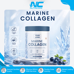 Poudre de collagène marin avec acide hyaluronique, vitamine C et biotine – Saveur myrtille Disponible en 100 g/ 200 g/ 300 g/ Sachet en vrac - Product Image 2