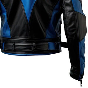 2026 Men Black & Blue Leather <b>Jacket</b> Genuine Lambskin Handmade Biker <b>Gothic</b> Coat Wholesale OEM ODM - Product Image 5