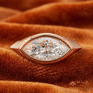 Minimalist Bezel <b>Set</b> Marquise Diamond <b>Ring</b> in <b>Silver</b> Handmade Marquise Shape Diamond <b>Ring</b> in Sterling <b>Silver</b> - Product Image 1