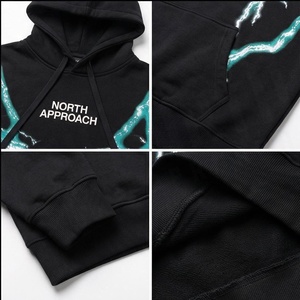 Sweat à capuche oversize pour homme North Approach, imprimé éclairs noirs, style streetwear, coupe classique, poche avant, tricoté - Product Image 4