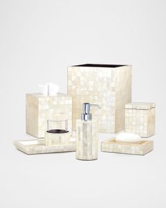 Elegante Juego de Accesorios de Baño de Nácar con Cuenco para Decoración de Encimera de Lujo, con Incrustaciones Artesanales y Acabado Premium - Product Image 5