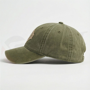 Casquette de baseball vert olive à 6 panneaux avec broderie géométrique sur le devant, ajustable, unisexe, décontractée, pour le printemps et l'automne - Product Image 2