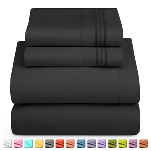 Hotel Luxury 4-Piece Bed Sheet Set Ultra Soft Deep Pocket Sheet & <b>Pillowcase</b> - Product Image 2