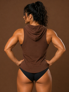 Chaleco con capucha sin mangas para mujer, top deportivo, sudadera sin mangas, ropa de entrenamiento para gimnasio, chaleco de moda urbana - Product Image 2
