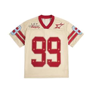 Mesh Football Jersey V Neck <b>Sparkly</b> Number Print Streetwear Sports <b>Top</b> OEM Wholesale American Football Jersey - Product Image 1