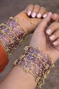 Hot selling Pearl Embroidery <b>Bangles</b> <b>Sets</b> Customized Sizes & Colors Available For Wear <b>Bangle</b> Kashmiri Churian <b>Set</b> for girls - Product Image 2