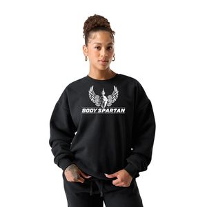 Sweat-shirt à col rond noir pour femme, manches longues, en molleton, décontracté, pour la gym, l'entraînement, vêtements de sport, doux et confortable - Product Image 1