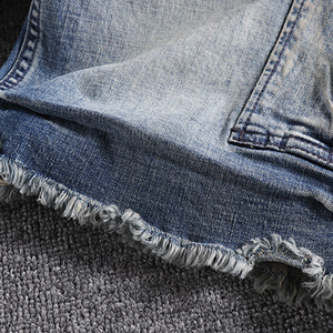 Pantalones Cortos de Mezclilla para Hombre, Estilo Cargo, Lavado Azul, Casuales, con Múltiples Bolsillos, de Algodón, para Verano, con Logotipo Personalizado, Ropa Urbana, OEM - Product Image 5