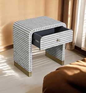 Exclusiva Oferta India: Mesa de Centro Redonda Hecha a Mano con Incrustaciones de Hueso, Estilo Art Deco, Muebles para Bodas, Diwali, Ramadán - Product Image 6