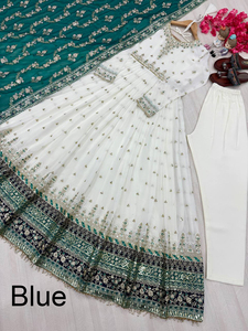 Vêtements indiens et pakistanais haut de gamme, robe Anarkali, ensemble de vêtements pakistanais Kurti, ensemble pour femmes, festival Diwali, fête décontractée, faux georgette - Product Image 4