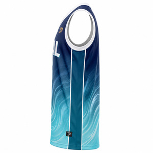 Tidal Basketball Jersey Men's Sleeveless V-Neck Tank Top Sublimated Moisture Wicking 100% Polyester <b>Athletic</b> Fit - Product Image 4