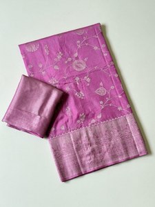 Sari de luxe en Georgette avec tissage Jacquard, Sari Shahi Meenakari Couture avec riche travail Jari, Sari Boutique Premium - Product Image 3