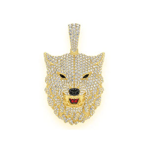 Collar con Colgante de Cabeza de Lobo Personalizado, Unisex, de Lujo, Estilo Hip Hop, Chapado en Oro sobre Plata 925, con Moissanita VVS de 4.75 Quilates, para Fiestas - Product Image 2