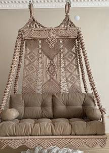 <b>Macrame</b> Brown Garden Swing,<b>Macrame</b> Double Swing,<b>Hanging</b> Swing,Balcony Swing,Patio - Product Image 3
