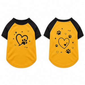 Orange Pet <b>T</b>-<b>Shirt</b> With Paw Heart And Sun Print Unisex Adult <b>Dog</b> Cat Apparel - Product Image 4