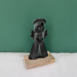 Figurine d'ange moderne en aluminium/bois, design cœur, sculpture religieuse traditionnelle pour décoration de table, salon, Diwali - Product Image 2