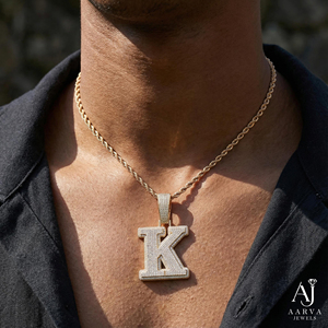 Collier chaîne en argent sterling 925 plaqué or rose avec pendentif lettre en moissanite serti clos, style hip-hop, breloque initiale - Product Image 4