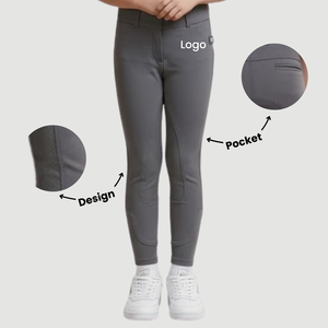 Pantalones de equitación para niños Comfort-Knit, color gris carbón - Product Image 3