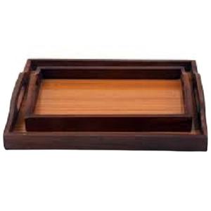 Plato DE SERVICIO DE MADERA rectangular moderno, bandeja de madera de acacia maciza ecológica, venta al por mayor, natural y grabado - Product Image 2