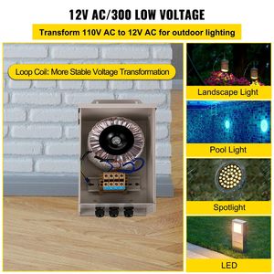 Trasformatore per illuminazione paesaggistica per esterni da 300 Watt 12V AC Pool/Spa faretto a LED a prova di intemperie - Product Image 3