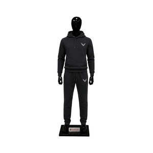Conjunto Deportivo Personalizado para Hombre, Sudadera con Capucha y Pantalones Jogger Negros, Logotipo Bordado, Ropa Deportiva de Felpa, Venta al Por Mayor, Estilo Casual y Atlético para Gimnasio - Product Image 1
