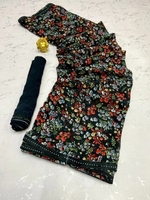 Sari en Georgette Imprimé Numérique K V International pour Femmes - Idéal pour Fêtes, Mariages, Tenues Décontractées et Occasions Spéciales comme Diwali