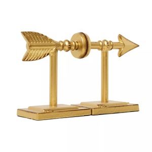 Sujetalibros con Forma de Flecha Chapados en Oro, Accesorio Decorativo de Metal Escultural para Oficina y Hogar, Estilo Moderno, 2 Piezas - Product Image 6