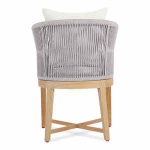 Chaise de salle à manger contemporaine moderne en bois de teck massif sièges à coussin amovible belle corde osier mariage salle à manger salon - Product Image 4