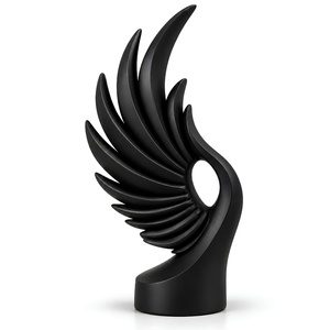 Sculpture d'ange abstraite noire moderne, figurine artistique pour la décoration de la maison et du salon |   Finition élégante et lisse - Product Image 1