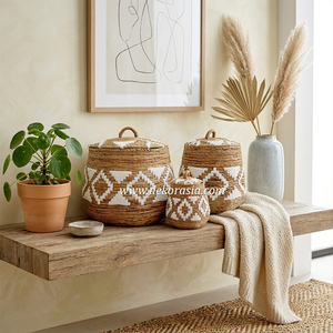Set of 3 Stylish Eco-Friendly Banana Bark Laundry Baskets Natural Color for Home or Hotel Storage - Product Image 6