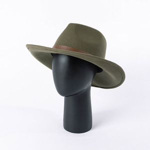 Sombrero Vaquero Unisex de Lana Oliva a Rayas, Ala Ancha, Casual, para Adultos, 56-58CM, Primavera, Otoño, Playa, Aire Libre, Transpirable, Resistente al Viento, Modelo HN-3072 - Product Image 1