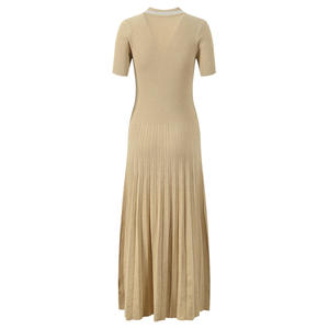 2026 Winter Elegant Gray Printed Knit Tennis <b>Dress</b> with V-neck 100% Polyester Quick Dry Waist Slimming One Size - Product Image 3